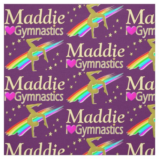 PRETTY PERSONALIZE I LOVE GYMNASTICS PURPLE FABRIC