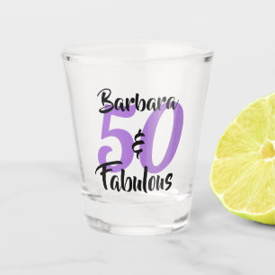 Pretty Personalized 50 and Fabulous Custom Pink Shot Glass