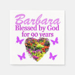 PRETTY PERSONALIZED 90TH BIRTHDAY FLORAL NAPKINS