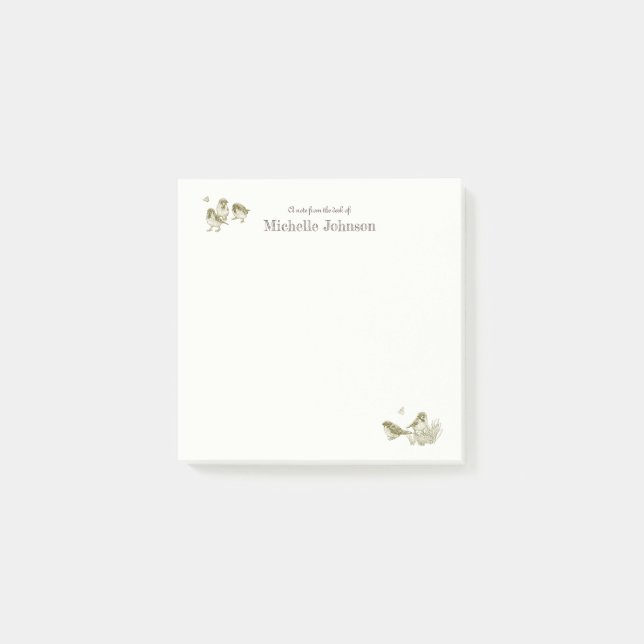 Pretty Personalized Adhesive Pad Birds Post-it Notes (Front)