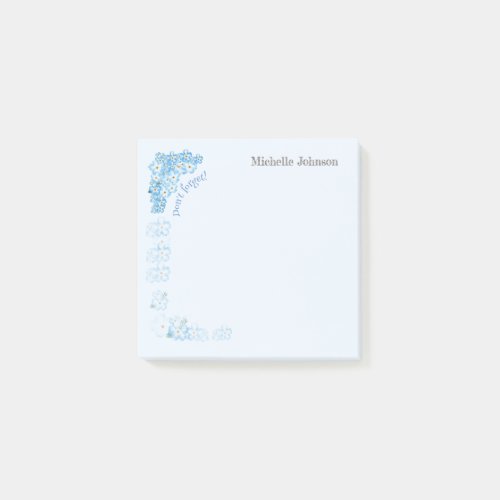 Pretty Personalized Adhesive Pad Forget_me_not Post_it Notes
