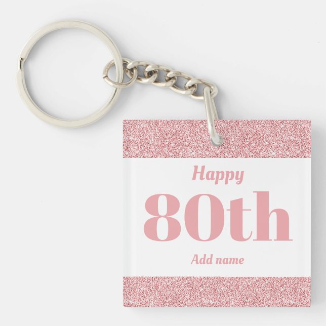 pretty personalized birthday gift keychain 80th (Front)