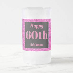 Pretty personalized birthday glass mug gift 60th