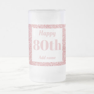 Pretty personalized birthday glass mug gift 80th