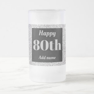 Pretty personalized birthday glass mug gift 80th