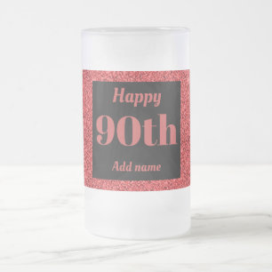 Pretty personalized birthday glass mug gift 90th