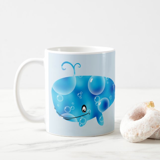 Pretty Personalized Blue Whale Coffee Mug (With Donut)