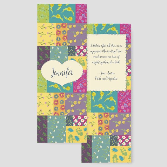 Pretty Personalized Bookmark, Jane Austen Quote Bookmarks (Front & Back)