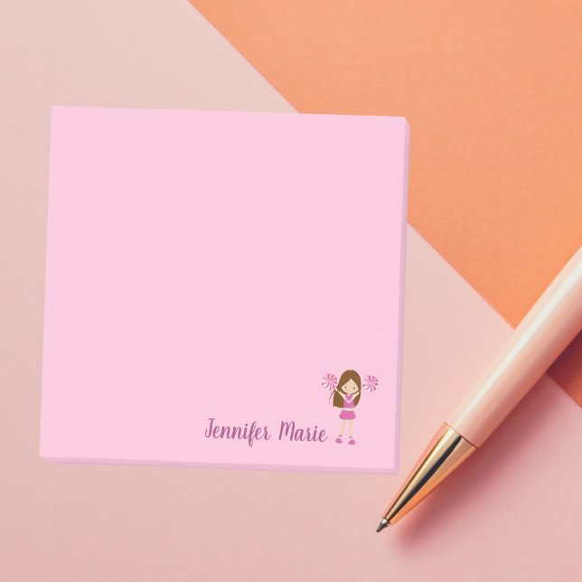 Pretty Personalized Cheerleader Custom Pink Post-it Notes (Creator Uploaded)