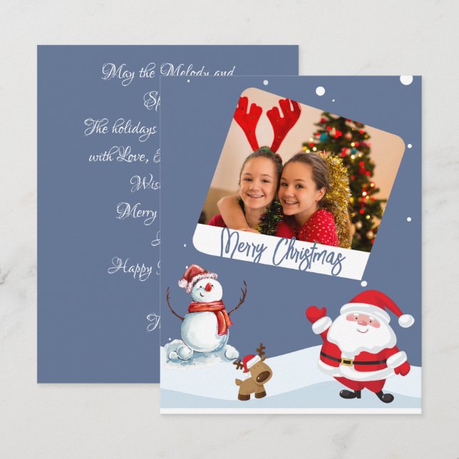 Pretty Personalized Christmas Photo Card (Front/Back)