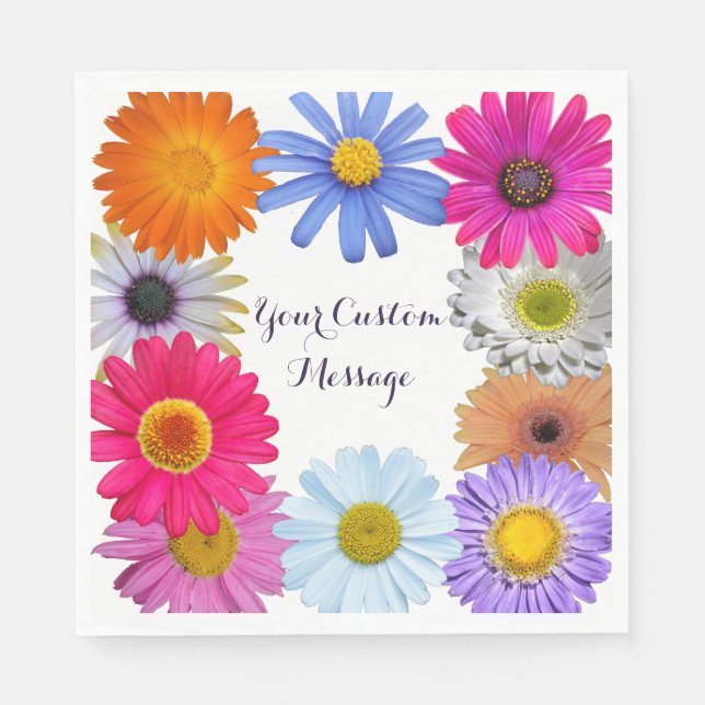 Pretty Personalized Daisies Paper Napkins (Front)