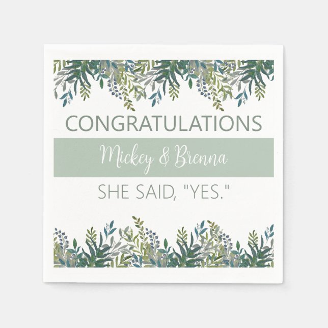 Pretty personalized Engagement party Paper Napkin (Front)