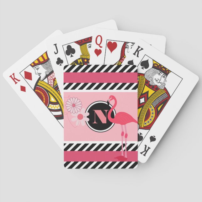 Pretty Personalized Flamingo Poker Cards (Back)