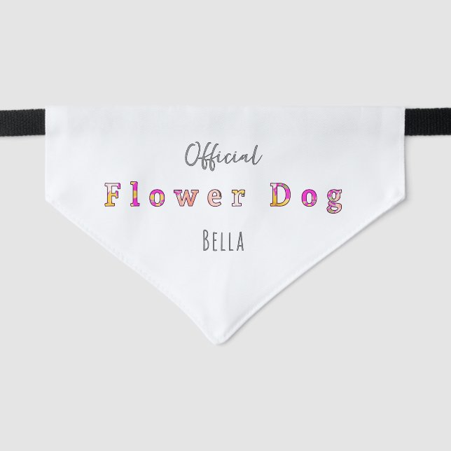 Pretty Personalized Flower Dog of Honor Pet Bandana Collar (Front)