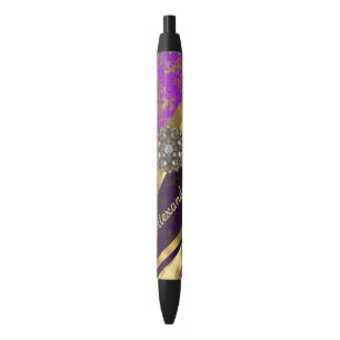 Pretty personalized girly purple damask patten pen