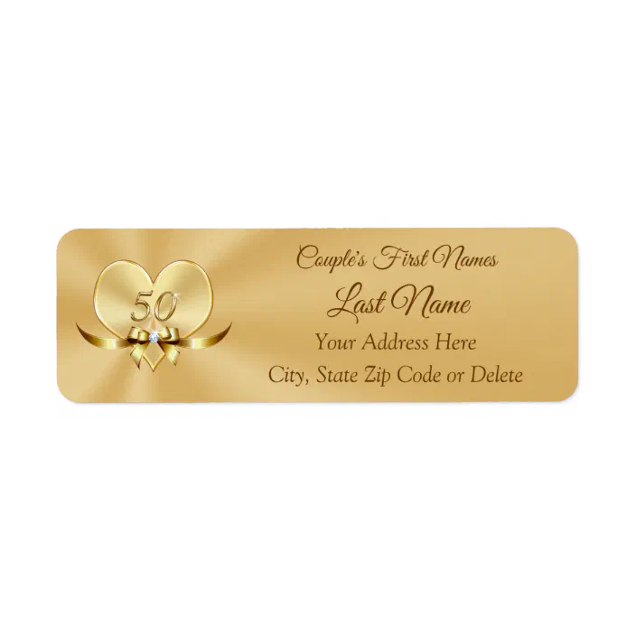 PERSONALISED GOLD PRE PRINTED SMALL RETURN ADDRESS LABELS 