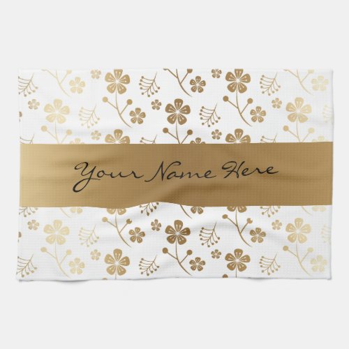 Pretty Personalized Golden Floral Pattern Towel