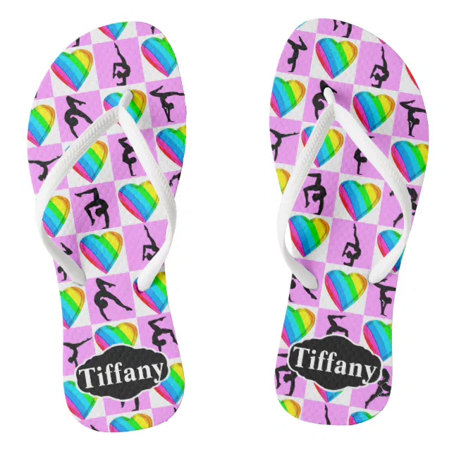 PRETTY PERSONALIZED GYMNASTICS FLIP FLOPS Zazzle