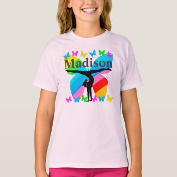 Pretty Personalized Gymnastics Rainbow T Shirt by MySportsStar at Zazzle