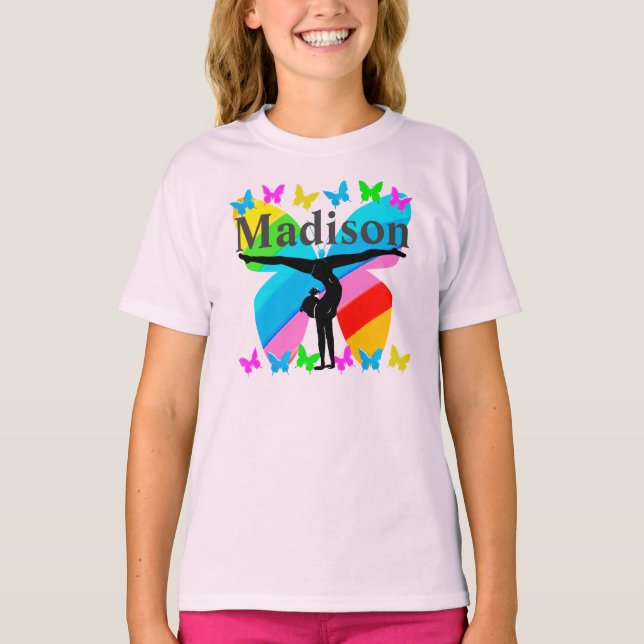 PRETTY PERSONALIZED GYMNASTICS RAINBOW T SHIRT (Front)