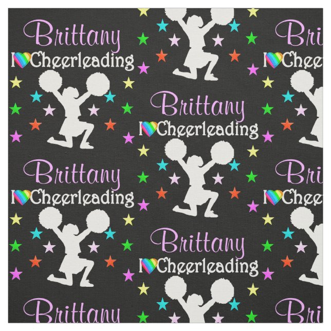 PRETTY PERSONALIZED I LOVE CHEERLEADING FABRIC (Swatch)