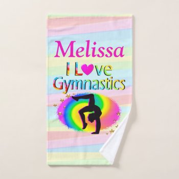 Pretty Personalized I Love Gymnastics Bath Towel by MySportsStar at Zazzle