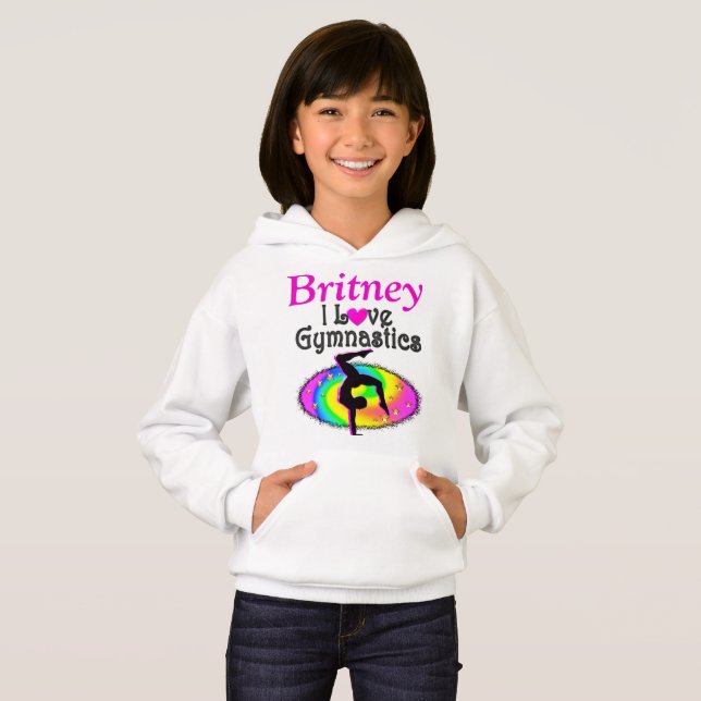 PRETTY PERSONALIZED I LOVE GYMNASTICS HOODIE (Front Full)