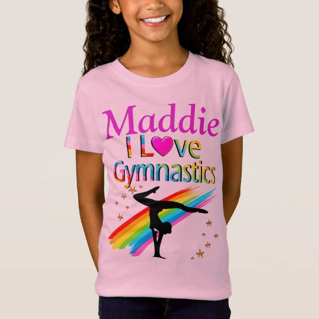 PRETTY PERSONALIZED I LOVE GYMNASTICS T SHIRT (Front)