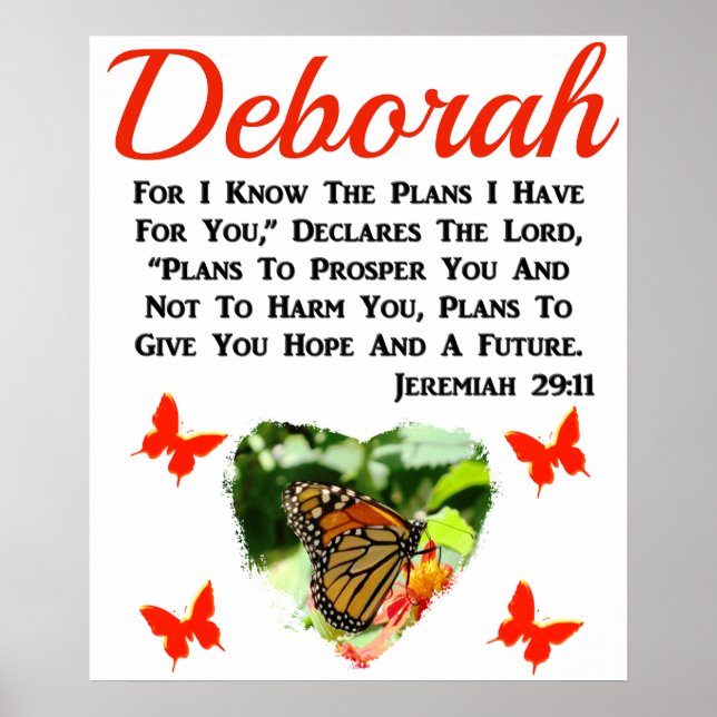 PRETTY PERSONALIZED JEREMIAH 29:11 BUTTERFLY POSTER (Front)