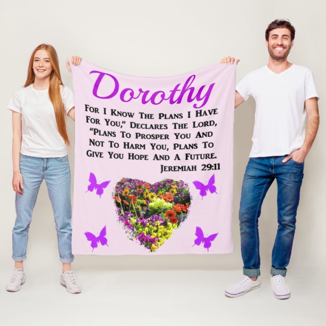 PRETTY PERSONALIZED JEREMIAH 29:11 FLORAL FLEECE BLANKET (In Situ)
