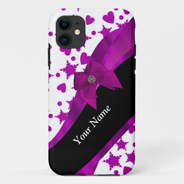 Pretty personalized magenta girly patterned Case-Mate iPhone case (Back)
