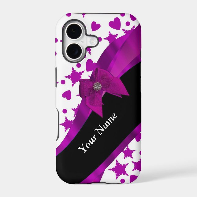 Pretty personalized magenta girly patterned iphone case (Back)