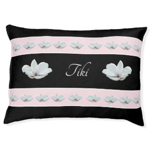 Pretty Personalized Magnolia Flower Dog Bed