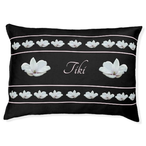 Pretty Personalized Magnolia Flower Dog Bed