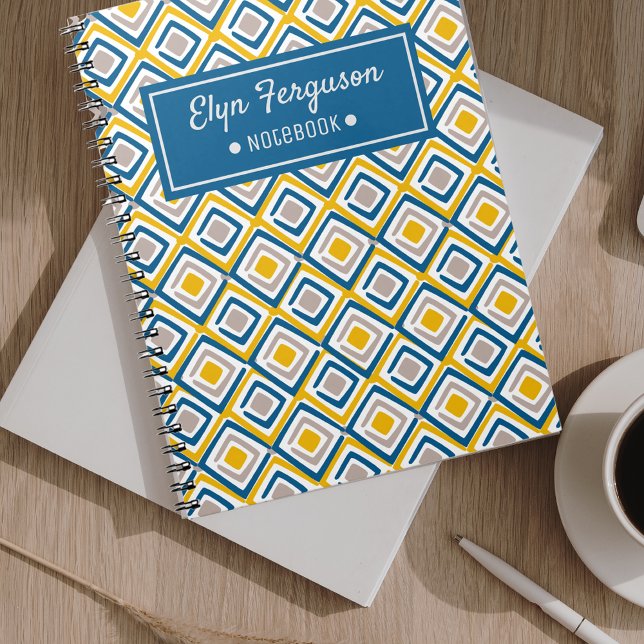 Pretty Personalized Name Blue Ethnic Pattern Notebook (Creator Uploaded)