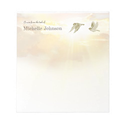 Pretty Personalized Note Pad Sunset Birds