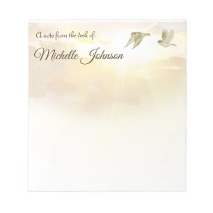Pretty Personalized Note Pad Sunset Birds