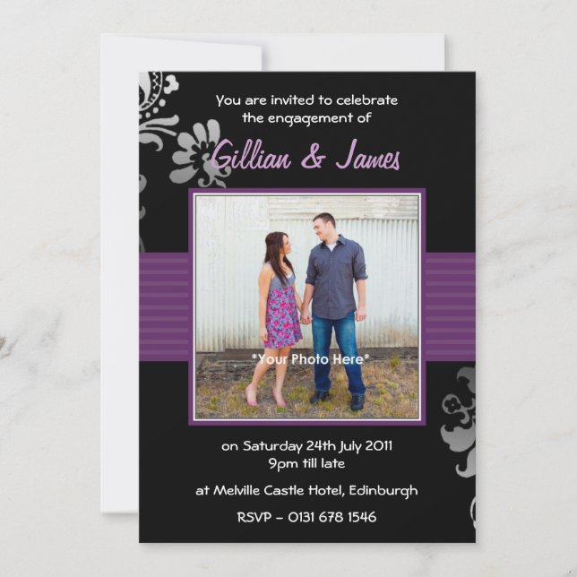 Pretty Personalized Photo Engagement Party Invitation (Front)
