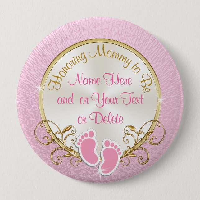 Pretty Personalized Pink and Gold Mommy to Be Pin (Front)