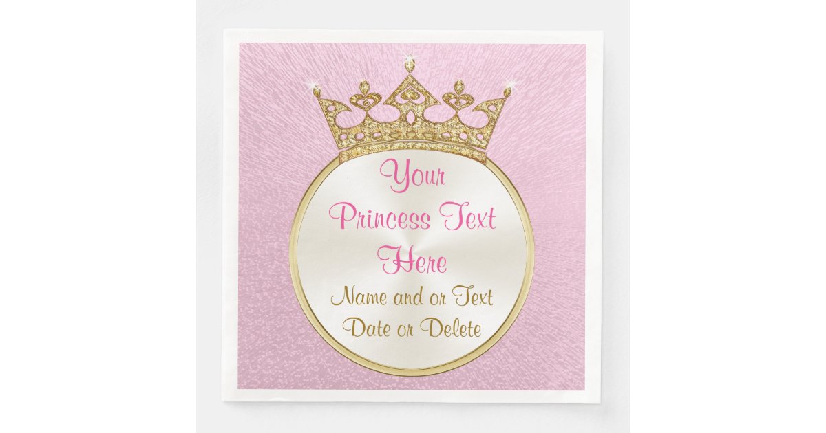 Pretty Personalized Pink and Gold Princess Napkins | Zazzle
