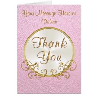 Pretty Personalized Pink and Gold Thank You Cards