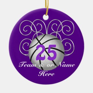 Pretty Personalized Purple Basketball Ornaments