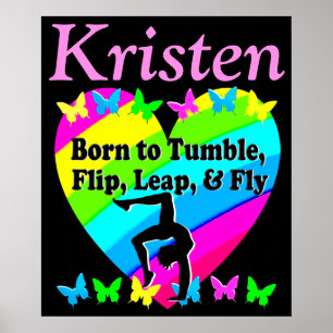 PRETTY PERSONALIZED RAINBOW GYMNASTICS POSTER