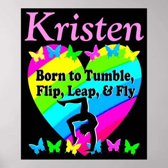 PRETTY PERSONALIZED RAINBOW GYMNASTICS POSTER (Front)