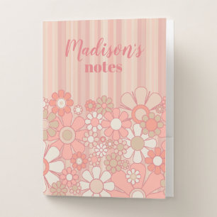 Pretty Personalized Retro Floral Pastel Pink Pocket Folder