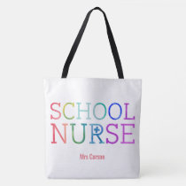 Pretty Personalized School Nurse Typography Tote Bag