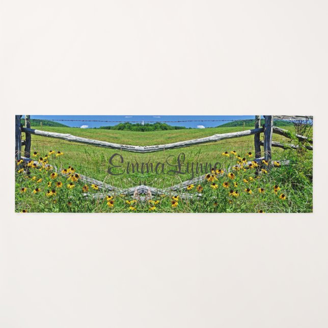 Pretty Personalized Serene Wildflowers Yoga Mat (Front (Horizontal))