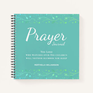 Pretty Personalized Teal Floral Prayer Journal