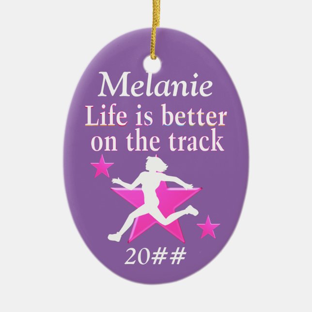 PRETTY PERSONALIZED TRACK STAR ORNAMENT (Front)