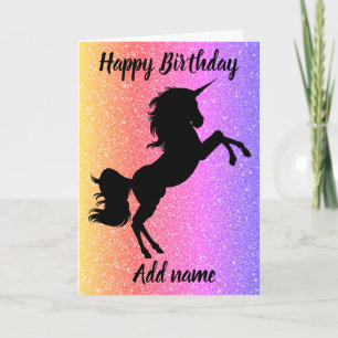 Pretty personalized unicorn birthday card